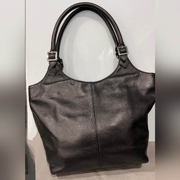 Brooks Brothers Black Pebbeled Leather Shoulder Sachel Handbag NWT - Picture 2 of 14